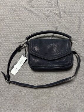 Aimee Kestenberg Navy Textured Leather Top-Handle Crossbody